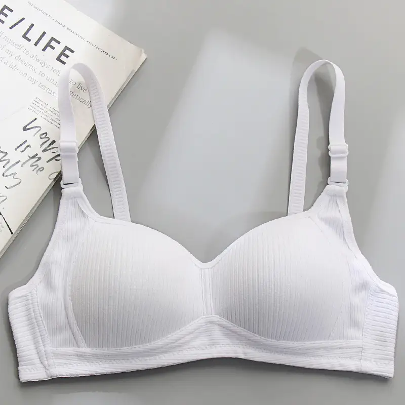 Side Collector Anti-sagging Underwear Women's Non-rimless bra for College Students High School Girls Small Chest Gathering Pure Cotton bra bra