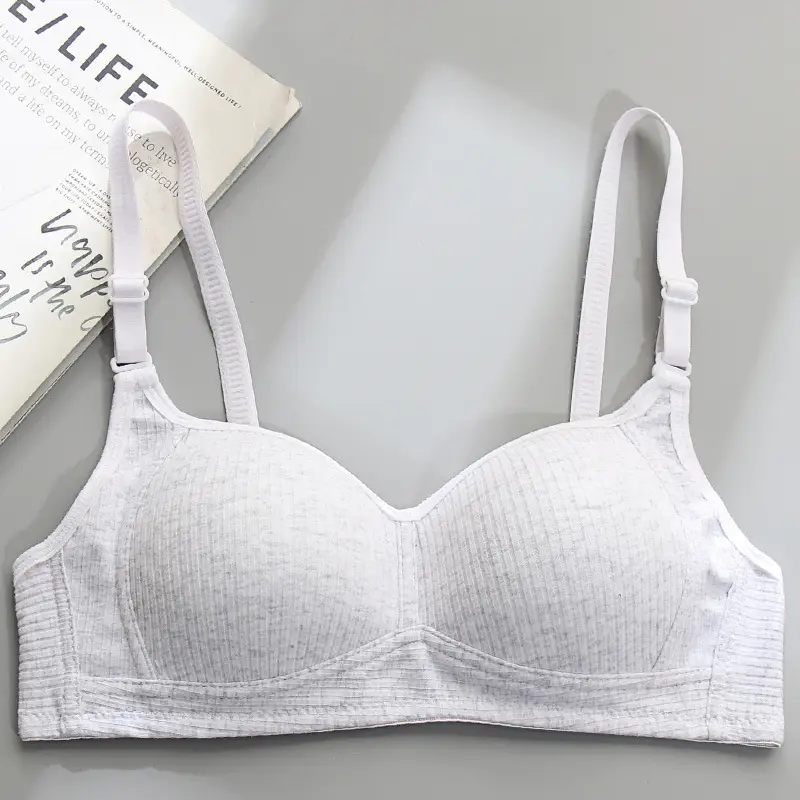 Side Collector Anti-sagging Underwear Women's Non-rimless bra for College Students High School Girls Small Chest Gathering Pure Cotton bra bra