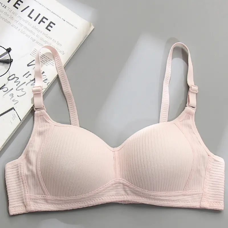 Side Collector Anti-sagging Underwear Women's Non-rimless bra for College Students High School Girls Small Chest Gathering Pure Cotton bra bra