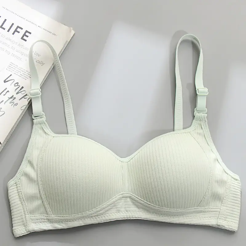 Side Collector Anti-sagging Underwear Women's Non-rimless bra for College Students High School Girls Small Chest Gathering Pure Cotton bra bra