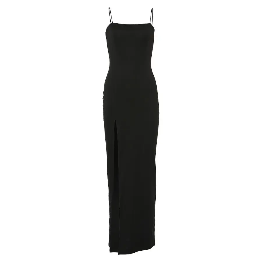 2021 Women's Blue Slim Fit Slit Strap Dress