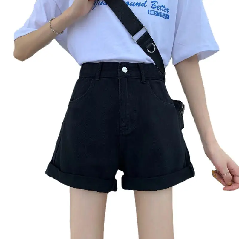 Women Roll-up Denim Shorts High Waist Casual Loose Summer 2022 - Image 7