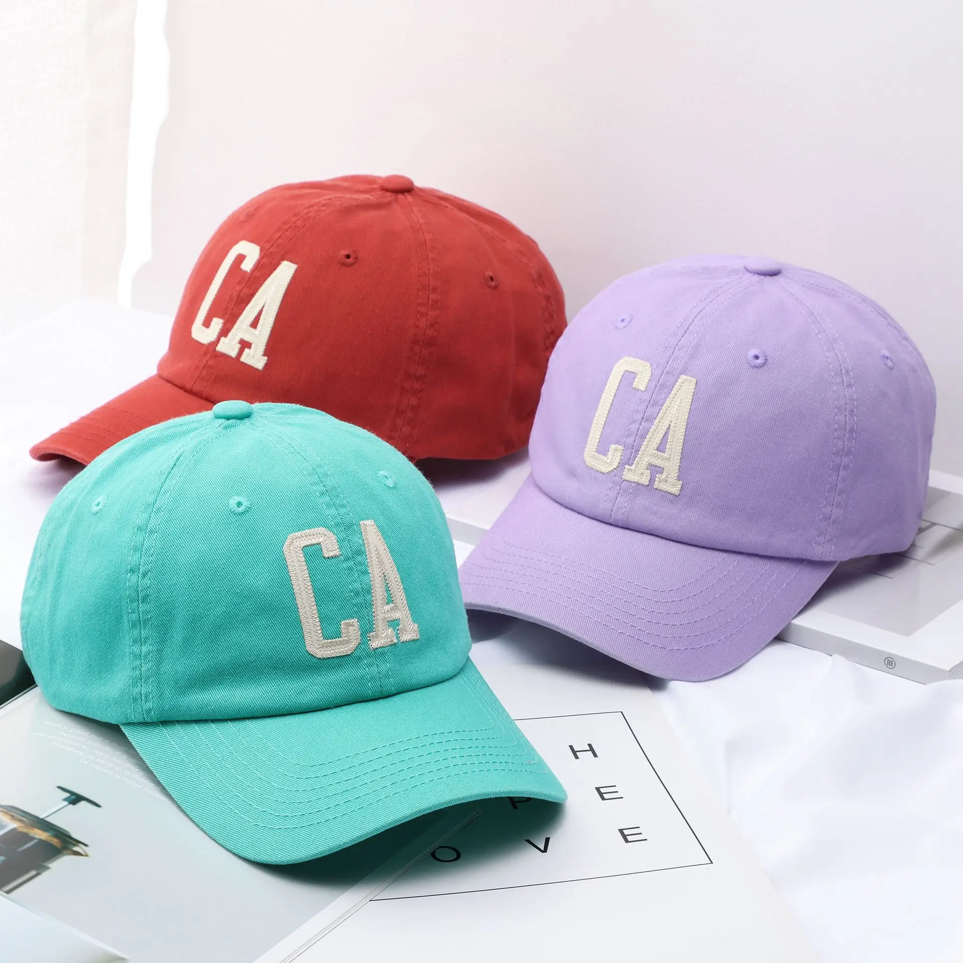 CA Letter Baseball Cap Red Black Women