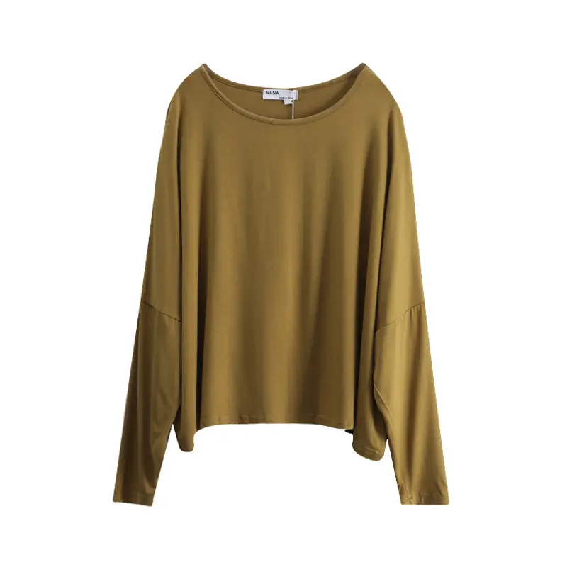 Women's Long Sleeve Solid Color Crewneck T-Shirt - Image 8