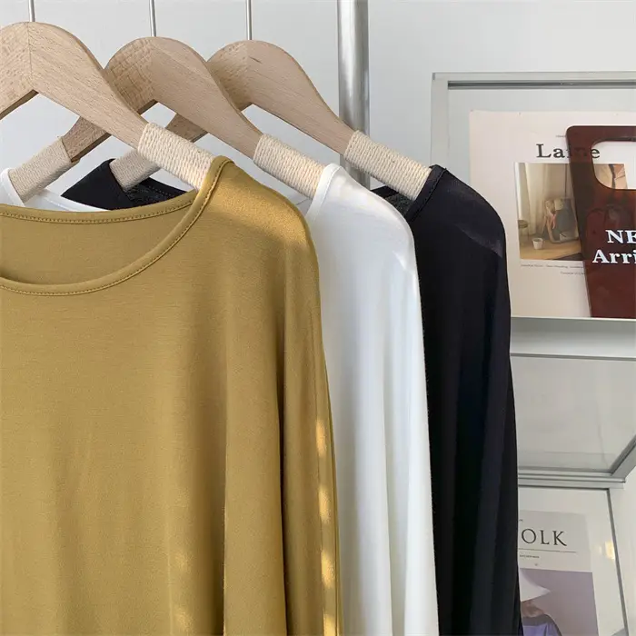 Women's Long Sleeve Solid Color Crewneck T-Shirt — feature 12