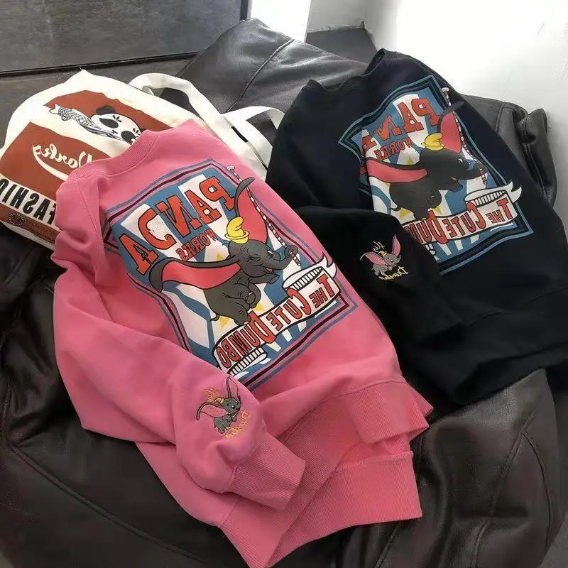 Women's Korean-style Embroidered Sweatshirt Long Sleeve Pink White — feature 2