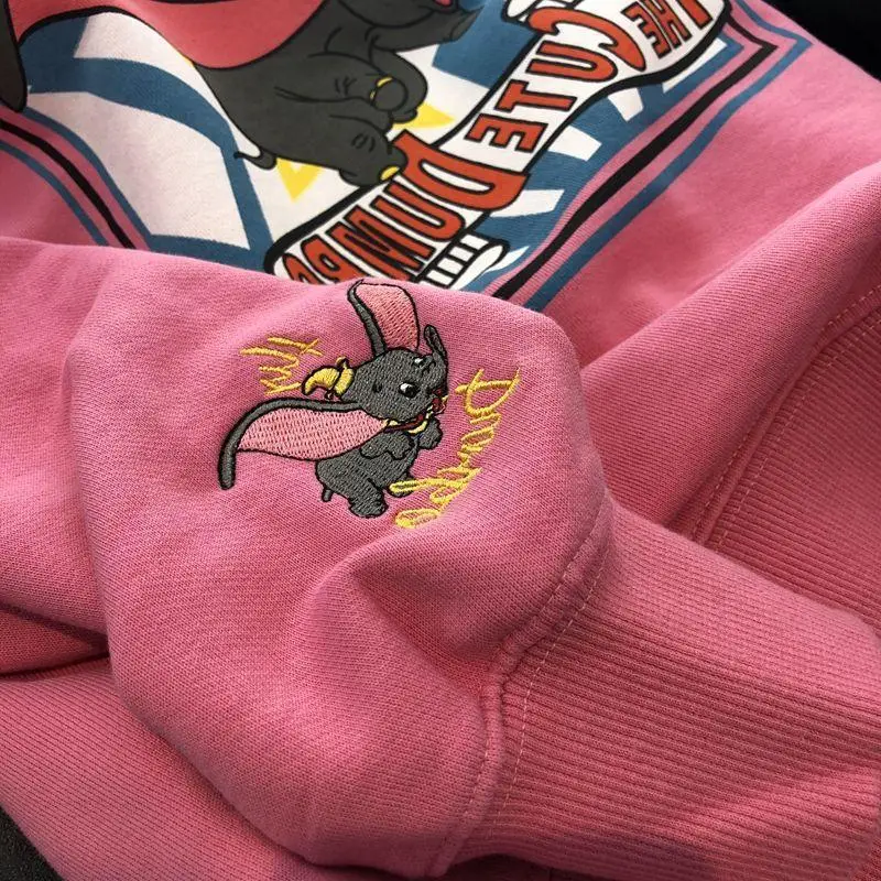 Women's Korean-style Embroidered Sweatshirt Long Sleeve Pink White — feature 4
