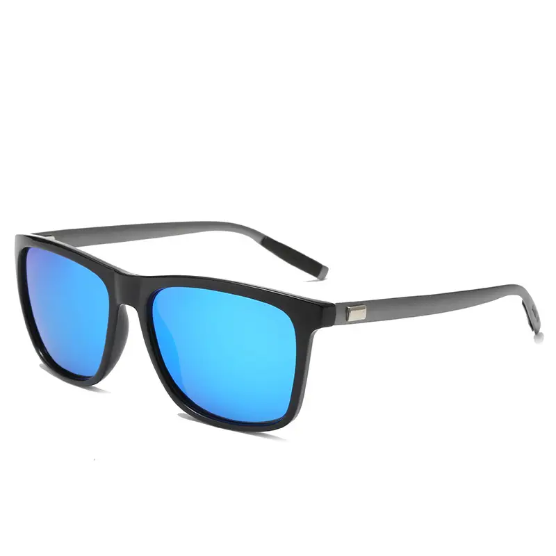 Men's Black Polarized Sunglasses European American Metal Retro Box