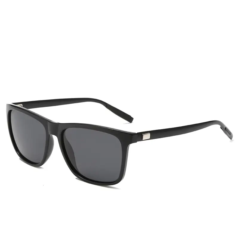 Men's Black Polarized Sunglasses European American Metal Retro Box