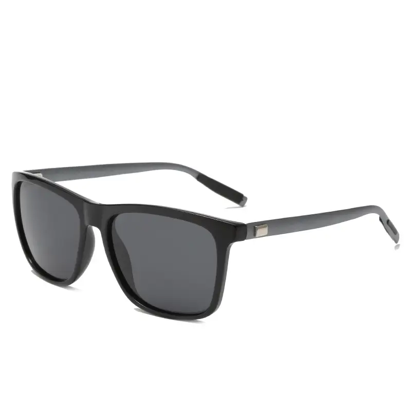 Men's Black Polarized Sunglasses European American Metal Retro Box