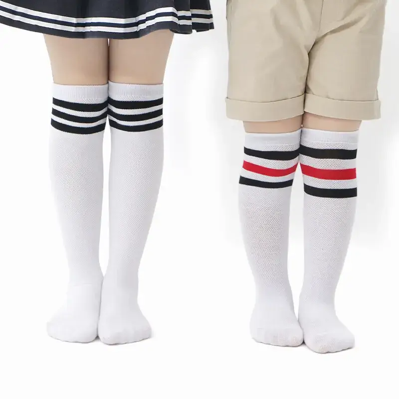 Children's Over-the-Knee Stockings White Striped High Socks - Image 5
