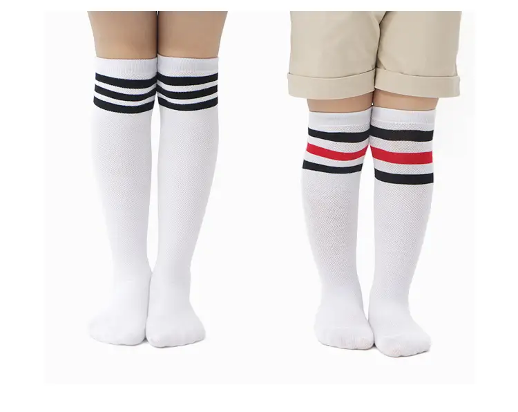 Children's Over-the-Knee Stockings White Striped High Socks — feature 1