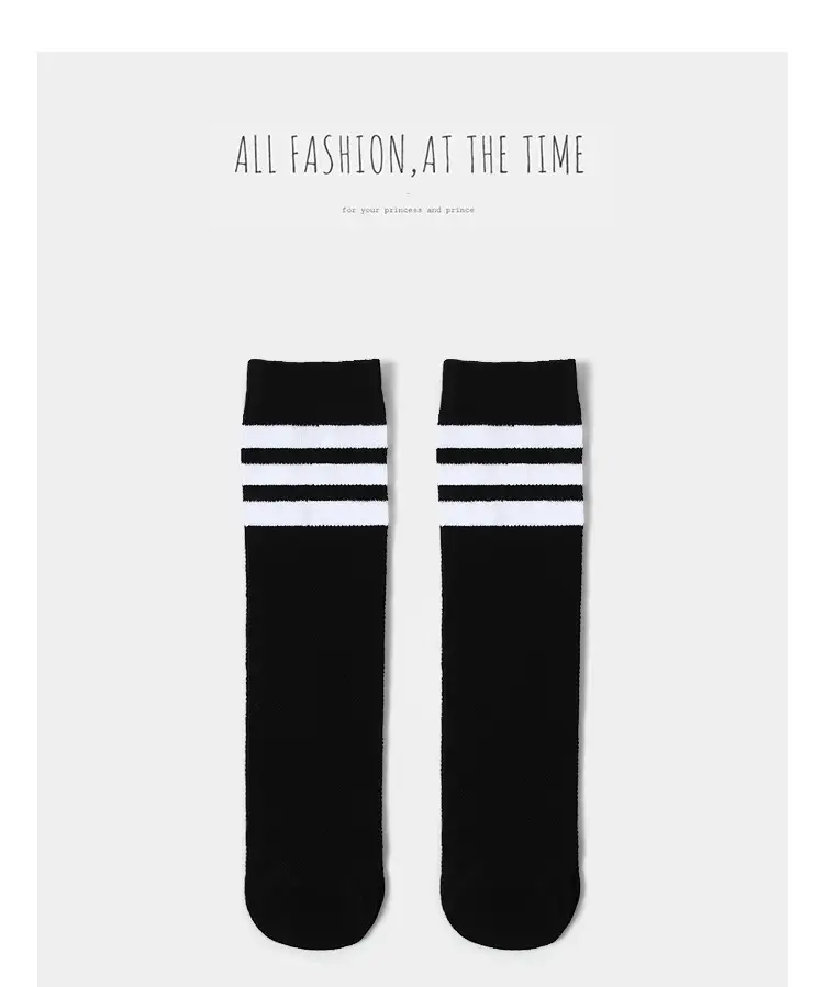 Children's Over-the-Knee Stockings White Striped High Socks — feature 10