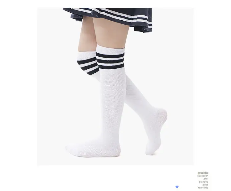 Children's Over-the-Knee Stockings White Striped High Socks — feature 6