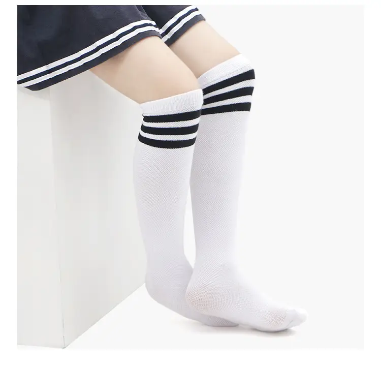 Children's Over-the-Knee Stockings White Striped High Socks — feature 7