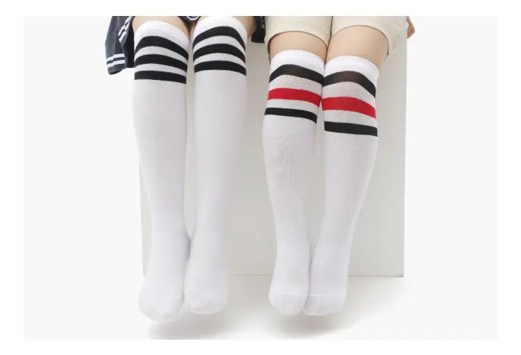 Children's Over-the-Knee Stockings White Striped High Socks — feature 9