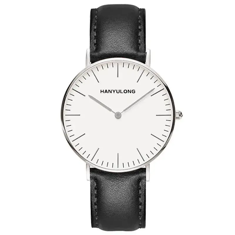 Korean-style Ultra-thin Couple Watch Genuine Leather Multicolor Strap - Image 3