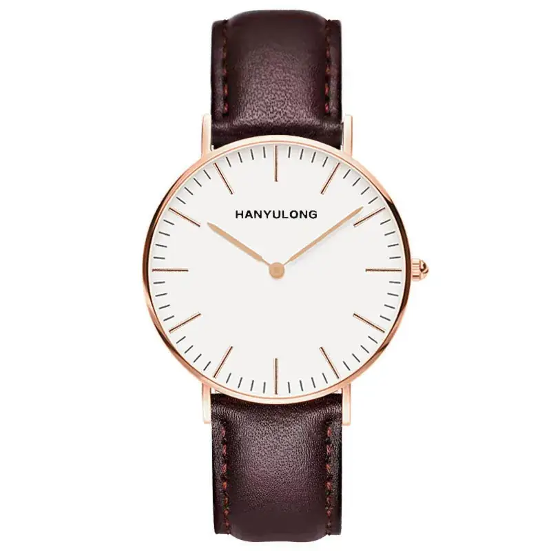 Korean-style Ultra-thin Couple Watch Genuine Leather Multicolor Strap - Image 6