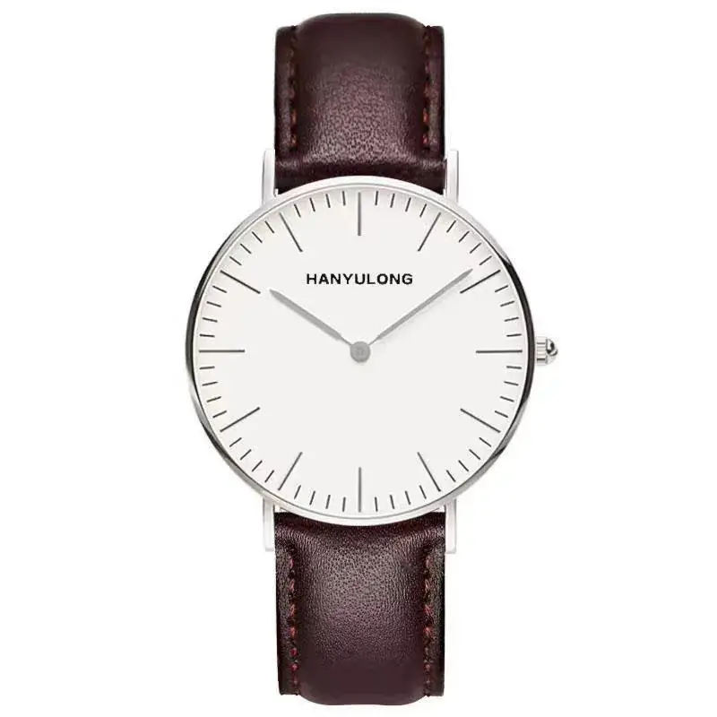 Korean-style Ultra-thin Couple Watch Genuine Leather Multicolor Strap - Image 4