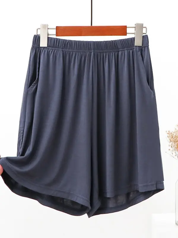Women's Blue Modal Shorts High Waist Loose Fit - Image 10