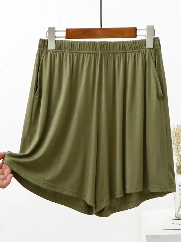 Women's Blue Modal Shorts High Waist Loose Fit - Image 11