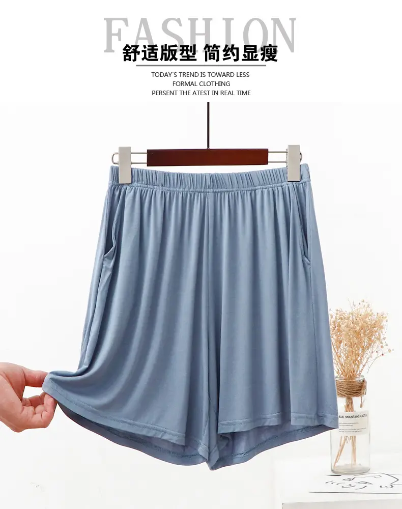 Women's Blue Modal Shorts High Waist Loose Fit — feature 3