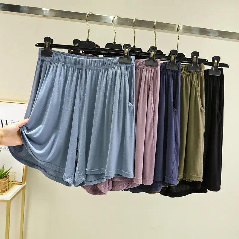 Women's Blue Modal Shorts High Waist Loose Fit — feature 7