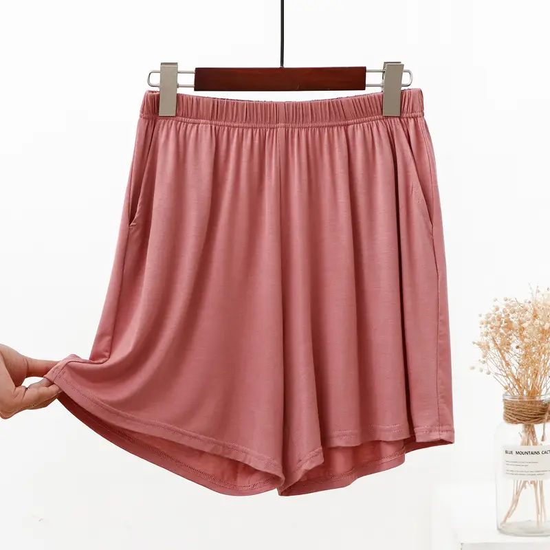 Women's Blue Modal Shorts High Waist Loose Fit — feature 9