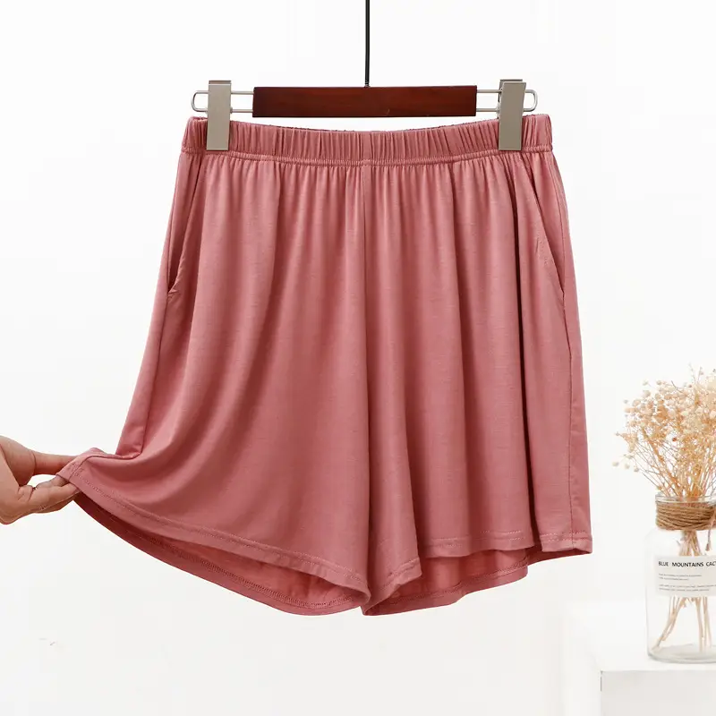 Women's Blue Modal Shorts High Waist Loose Fit - Image 3