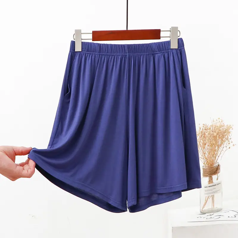Women's Blue Modal Shorts High Waist Loose Fit - Image 4