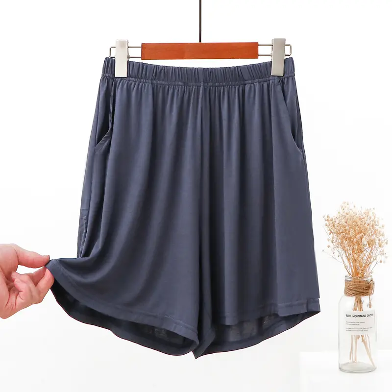 Women's Blue Modal Shorts High Waist Loose Fit - Image 5