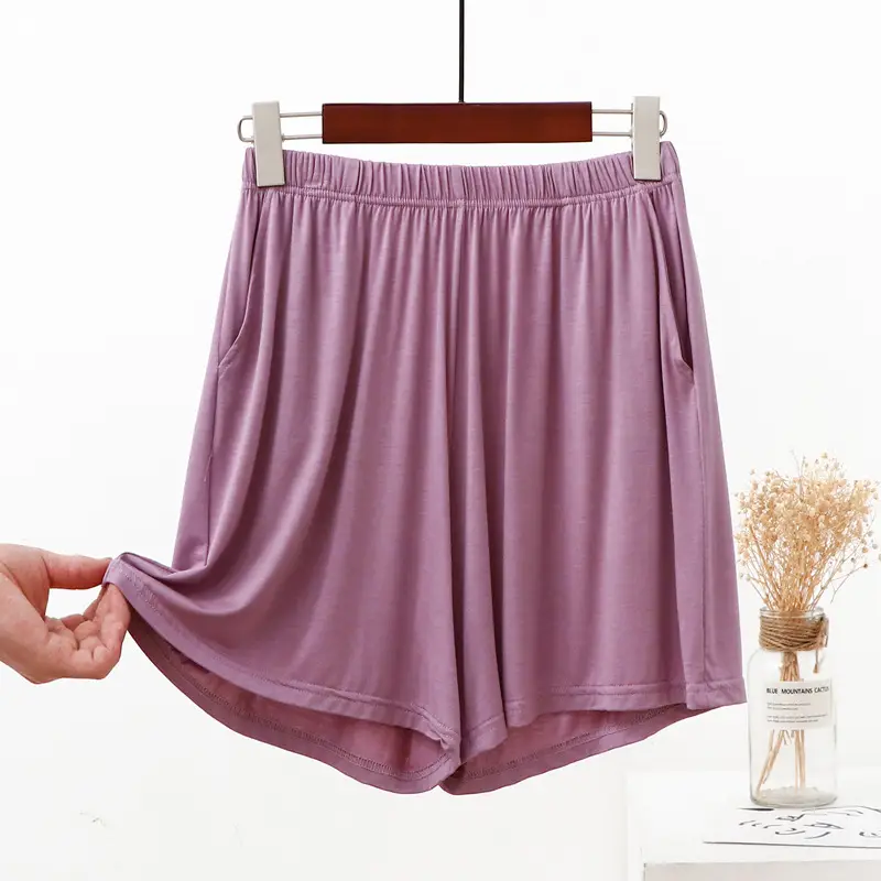 Women's Blue Modal Shorts High Waist Loose Fit - Image 7