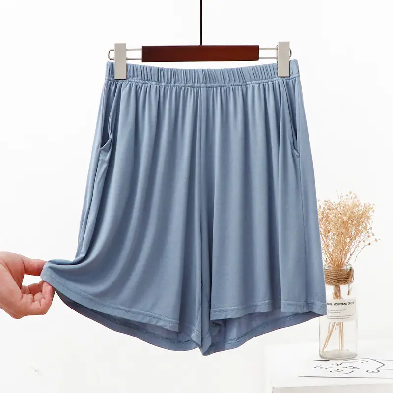 Women's Blue Modal Shorts High Waist Loose Fit - Image 8