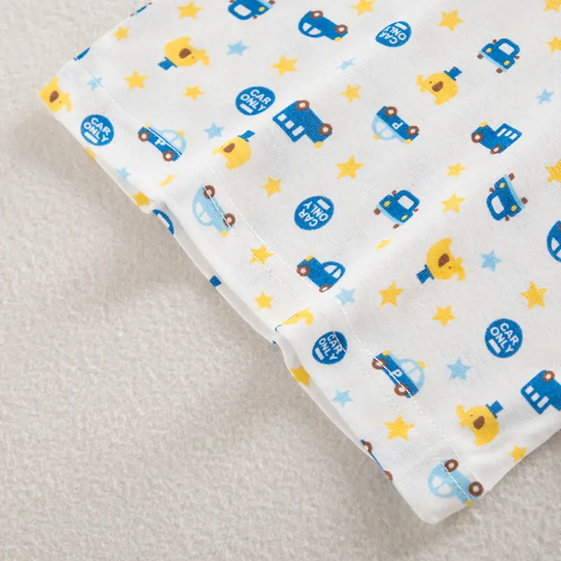 Car Print Boys T-Shirt White Short Sleeve Cotton