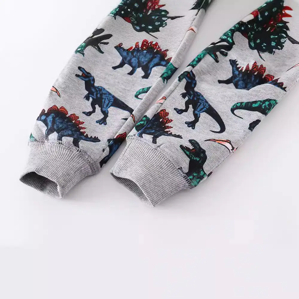 Children's Dinosaur Printed Cotton Pants Grey Medium to Large