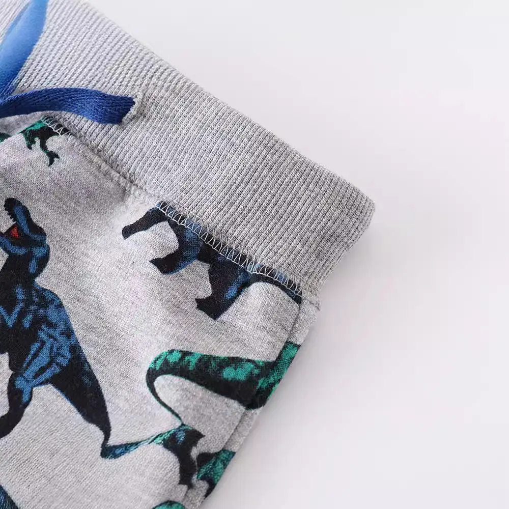 Children's Dinosaur Printed Cotton Pants Grey Medium to Large