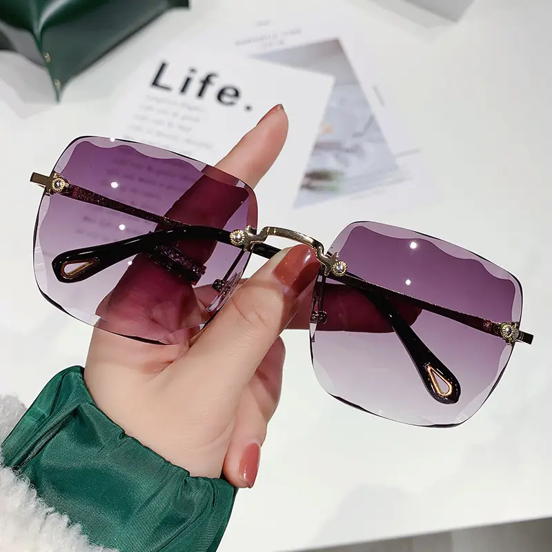 Women Frameless Sunglasses Brown Gradient Travel Driving Wholesale