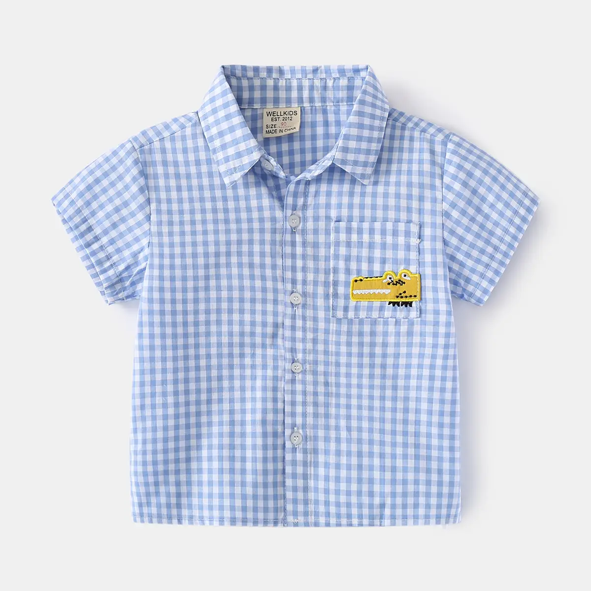 Children's Checkered T-Shirt 2026 Yellow Embroidered - Image 2