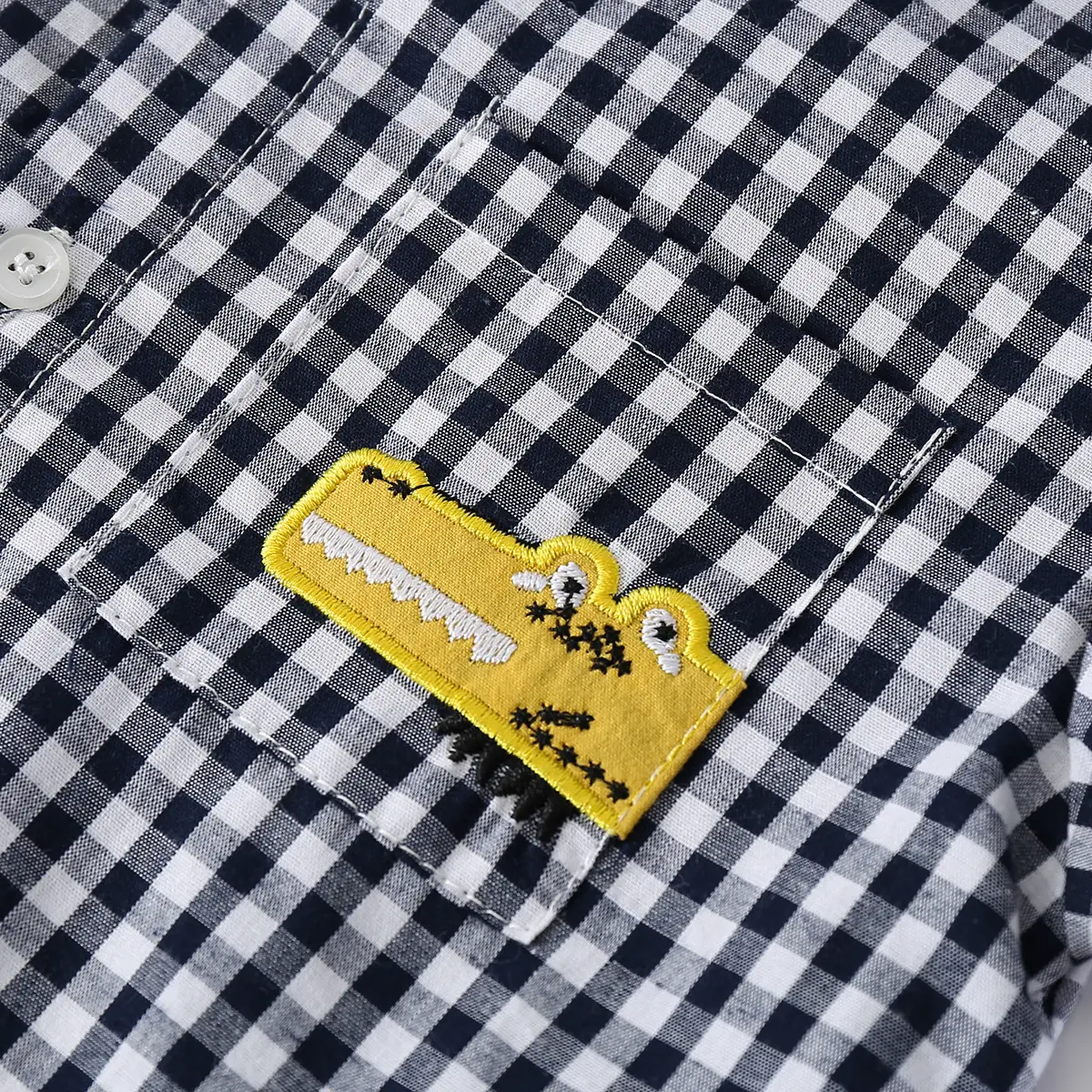 Children's Checkered T-Shirt 2026 Yellow Embroidered - Image 4