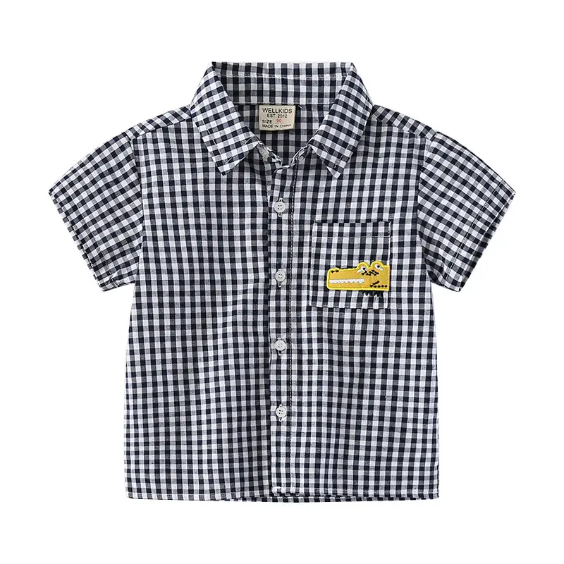 Children's Checkered T-Shirt 2026 Yellow Embroidered - Image 6