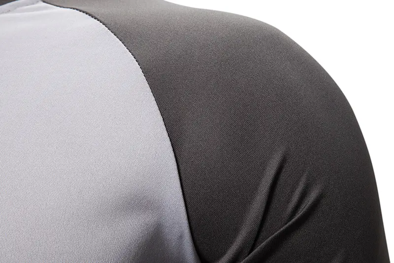 Men's Long Sleeve Color-Blocked T-Shirt Black Red White Grey — feature 11
