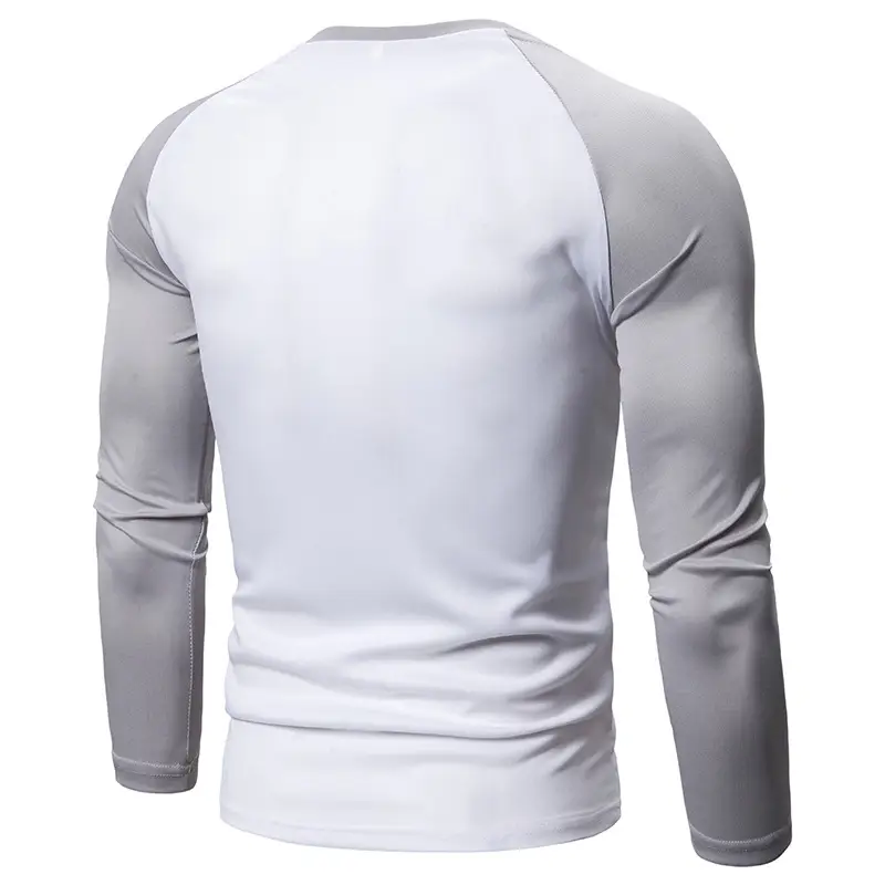 Men's Long Sleeve Color-Blocked T-Shirt Black Red White Grey — feature 6