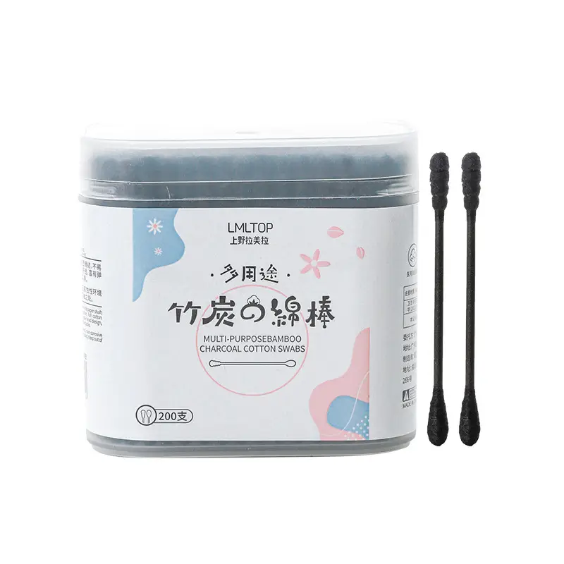 LMLTOP 200 Bamboo Charcoal Cotton Swabs Disposable Spiral Double-Headed A653 - Image 5