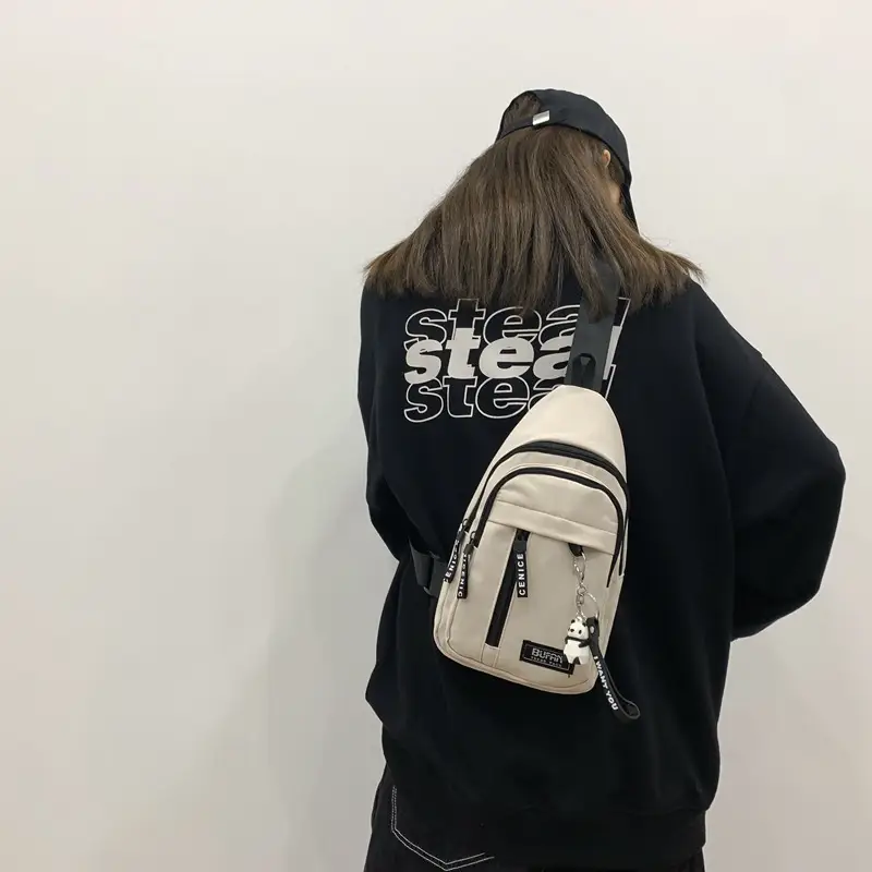 Men's Street Style Chest Bag Black White 2023 - Image 5