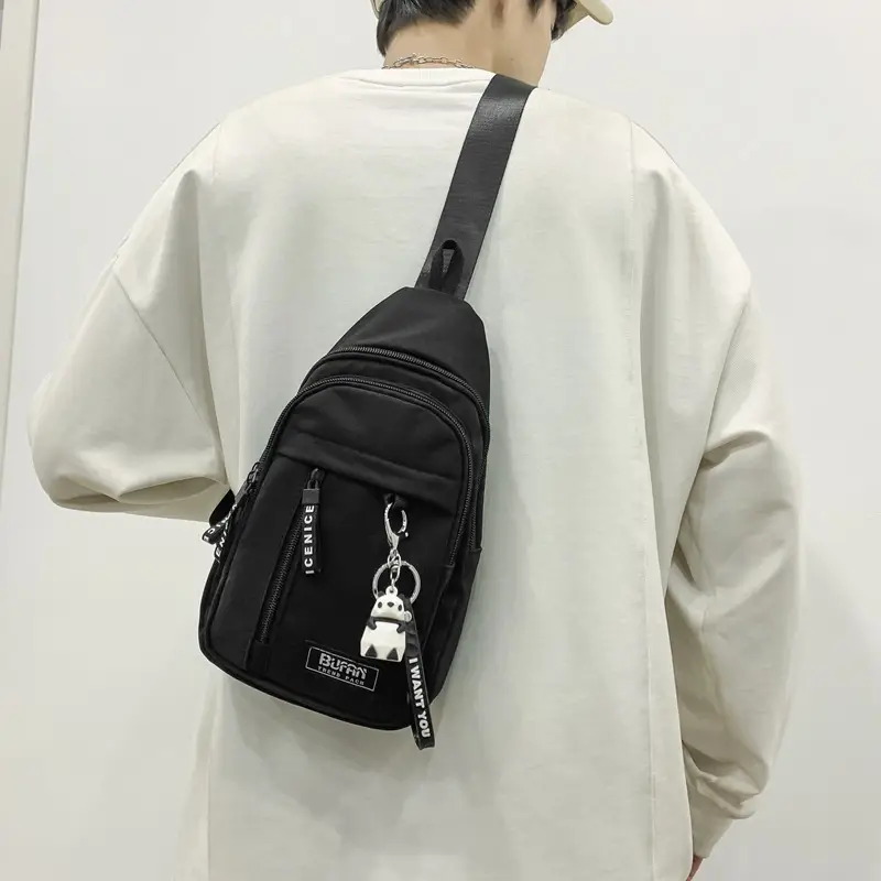 Men's Street Style Chest Bag Black White 2023 - Image 6