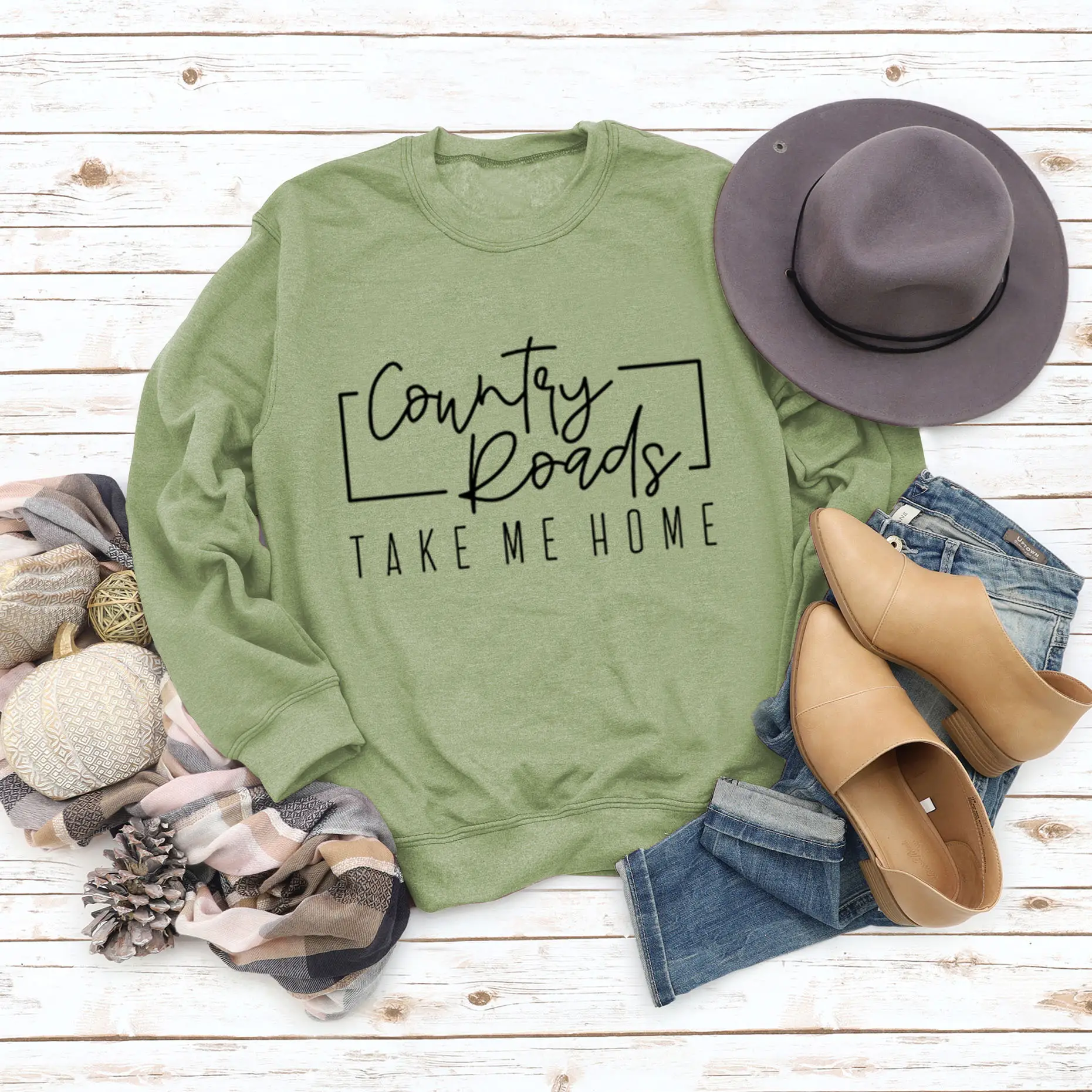 Women Country Road Long Sleeve Sweatshirt Green - Image 7