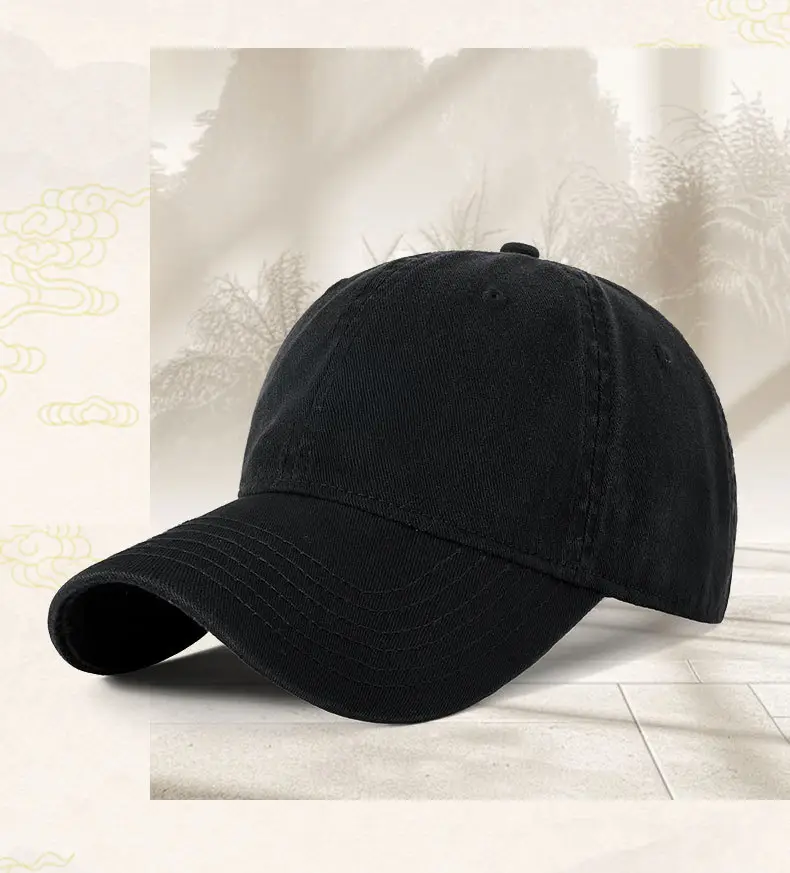 Men Washed Baseball Cap Large Head Dark Green — feature 4