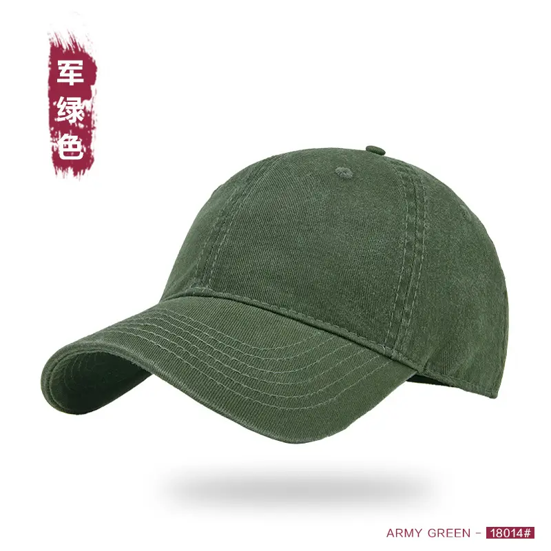 Men Washed Baseball Cap Large Head Dark Green - Image 6