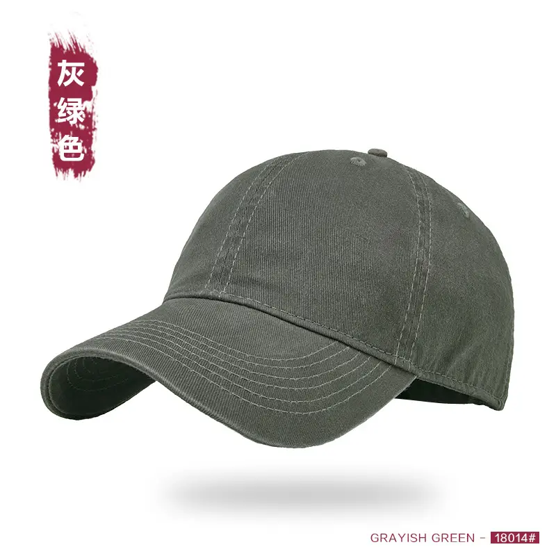 Men Washed Baseball Cap Large Head Dark Green - Image 7