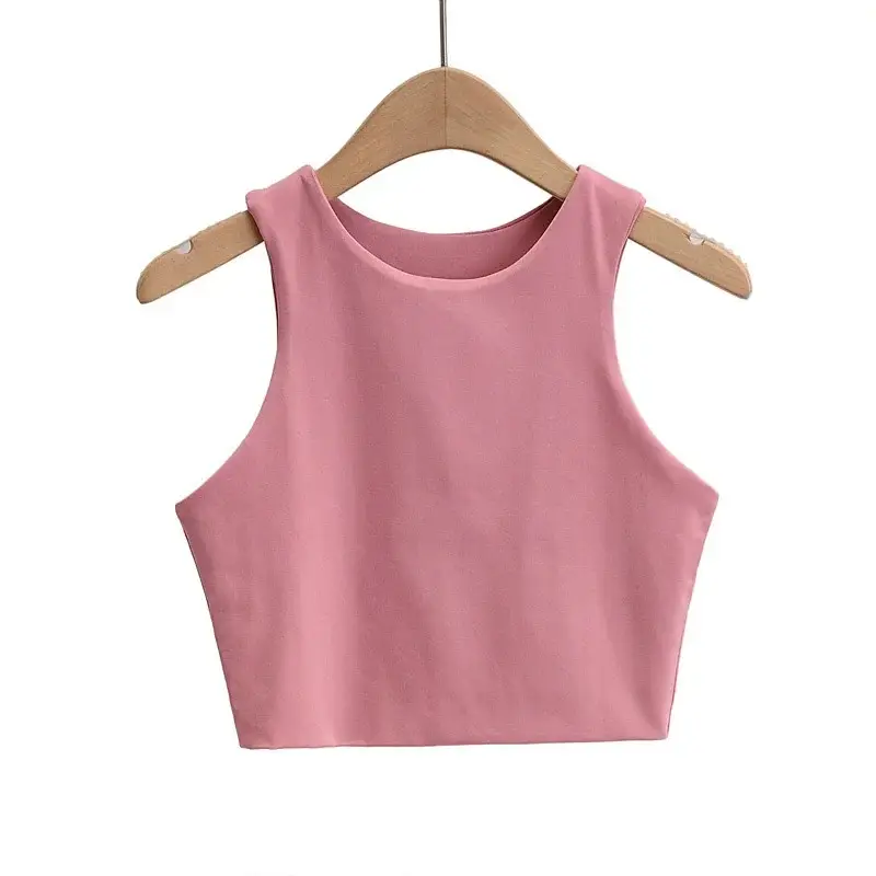 Women's Navel-Exposed Slim Fit Running Vest Double Layer Ultra Short - Image 2